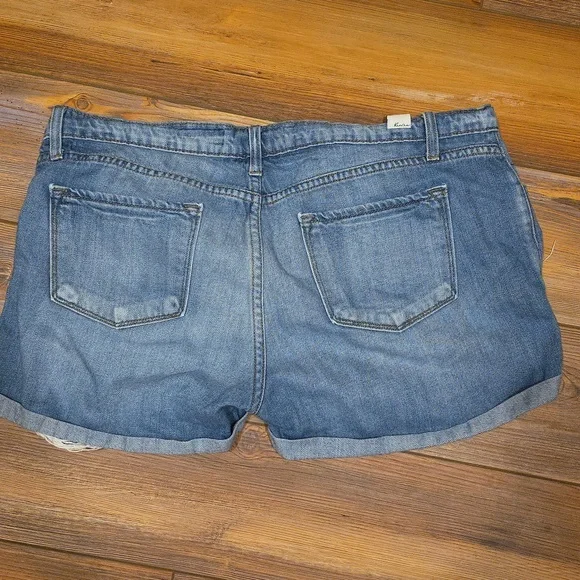 Kancan Blue Ripped Jean Shorts with Leopard Accent - Picture 3 of 5